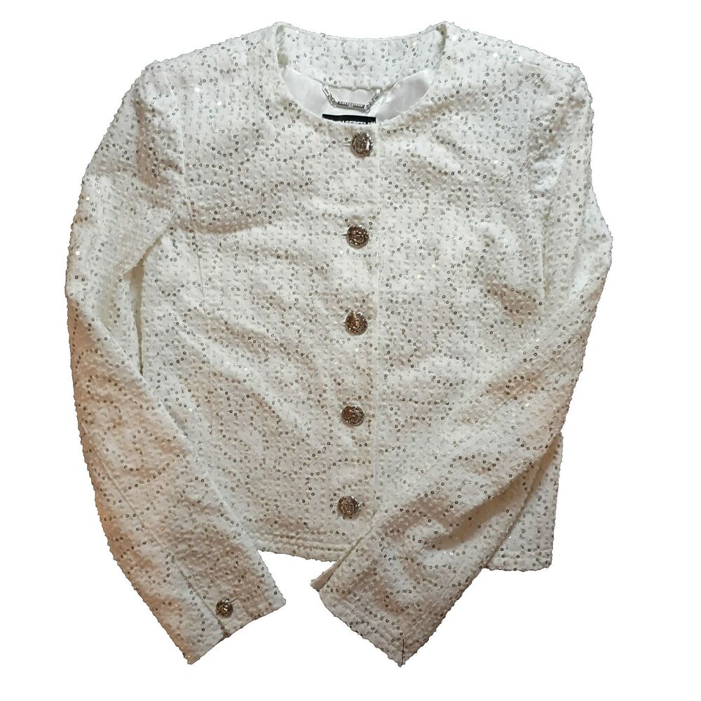 New With Tags Karl Lagerfeld Evening Jacket Size Small off white w/sequins